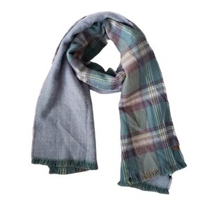 Roots Plaid & Herringbone Blanket Scarf Acrylic Two Sided Multicolour